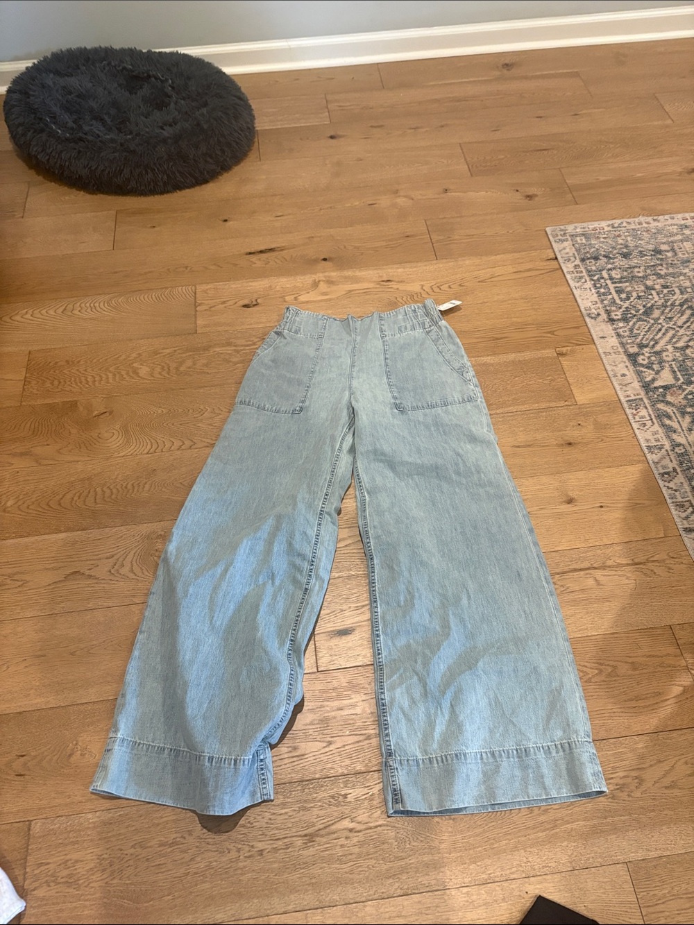 We The Free Pale Blue Wide Leg High Rise Jeans